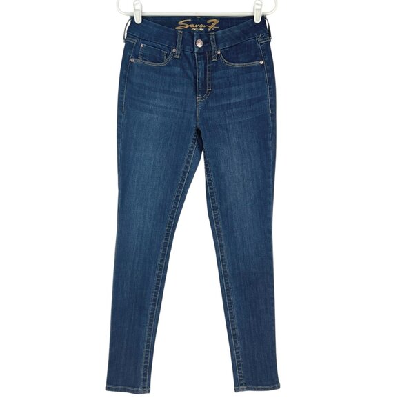 Seven7 Women's Tummyless High Rise Skinny Jeans Sz 4 Dark Wash Cotton Blend NWOT - Picture 1 of 10